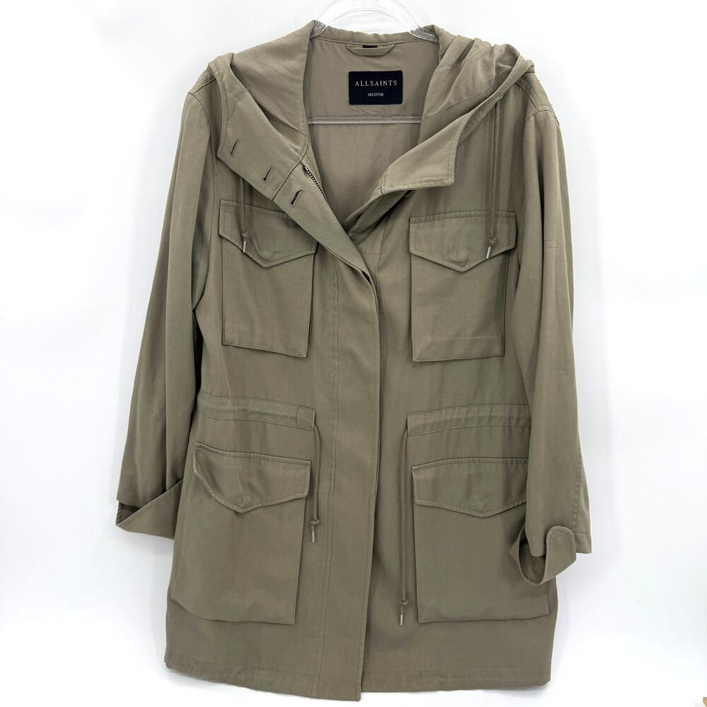 ALLSAINTS Sloane Drape Parka Womens MED Military Style Lightweight Field Jacket